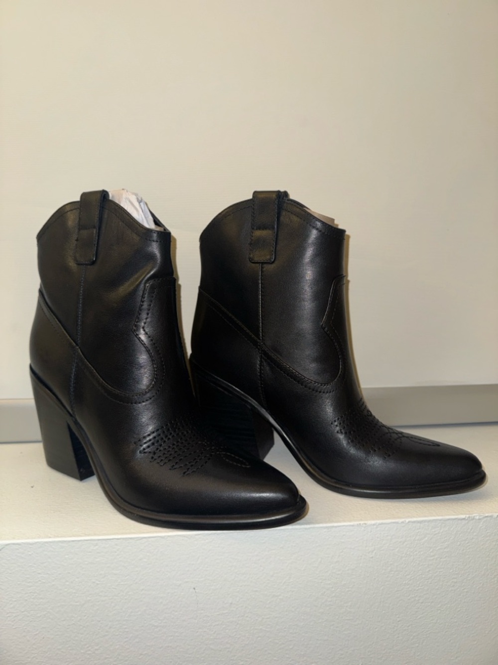 NEW Marc Fisher LTD Black Leather Cowboy Boots | Women’s 8 | - Picture 2 of 3